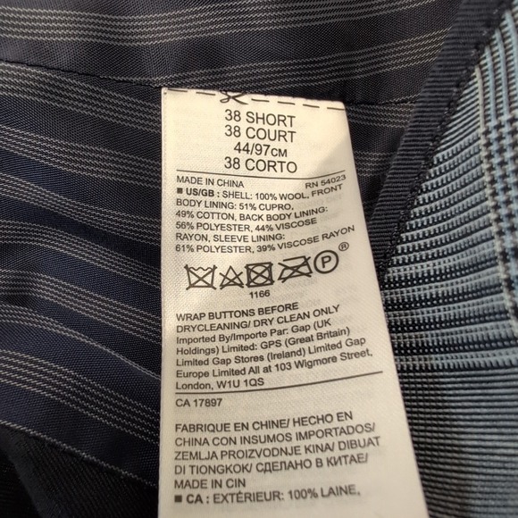 Vitale Barberis Canonico Super 120s Blue Plaid Blazer 38S Banana Republic Slim - Picture 9 of 10